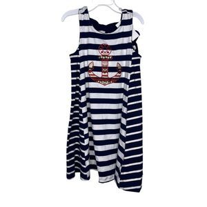 Tommy Bahama Girls Dress Blue White Stripes Nautical Print Size 5T New